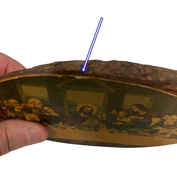Vintage Wood Slice Last Supper Picture Plaque - Picture 2 of 4